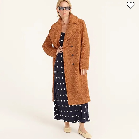 J. Crew Petite double-breasted teddy sherpa topcoat - Picture 2 of 8